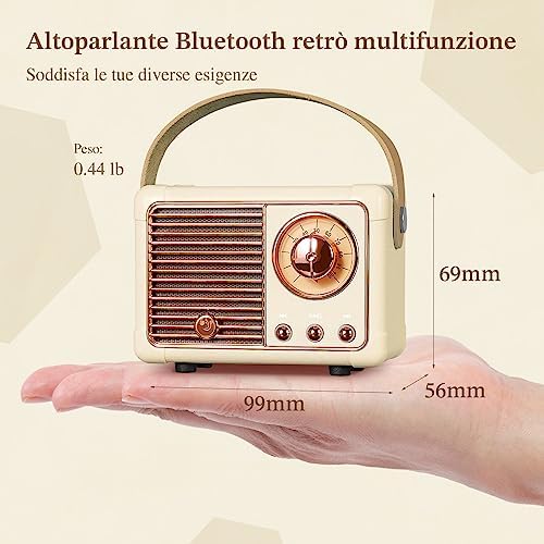  J-999 Portable Rechargeable Vintage Radio Support TF/AUX/USB, Ideale per Famiglie da Regalare alle Signore (Beige)
| J-