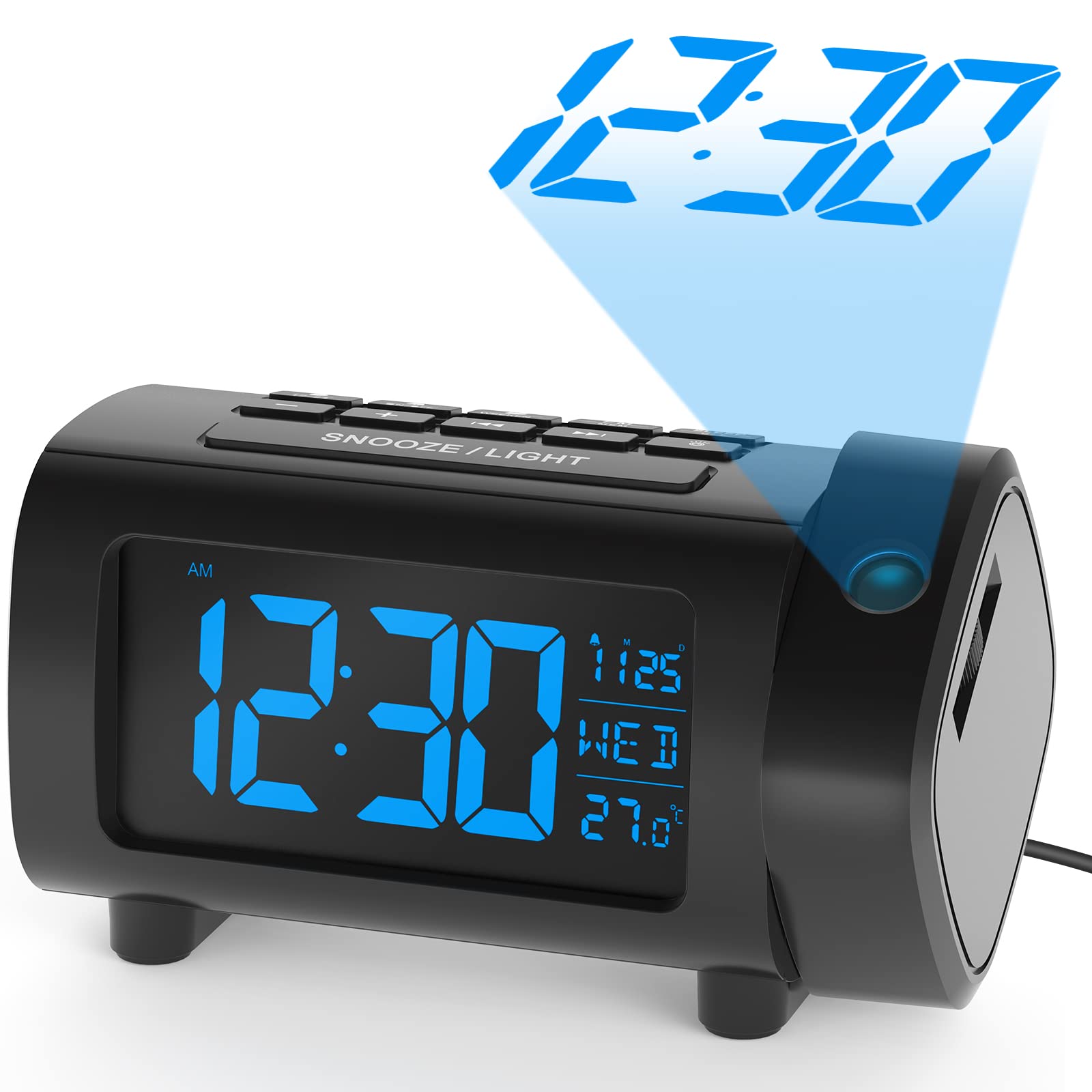  PIANISSIMO Alarm Clock con Projector e Visualizzazione Digitale per Letto con Realtà Aumentata e Compenso della Luce pe