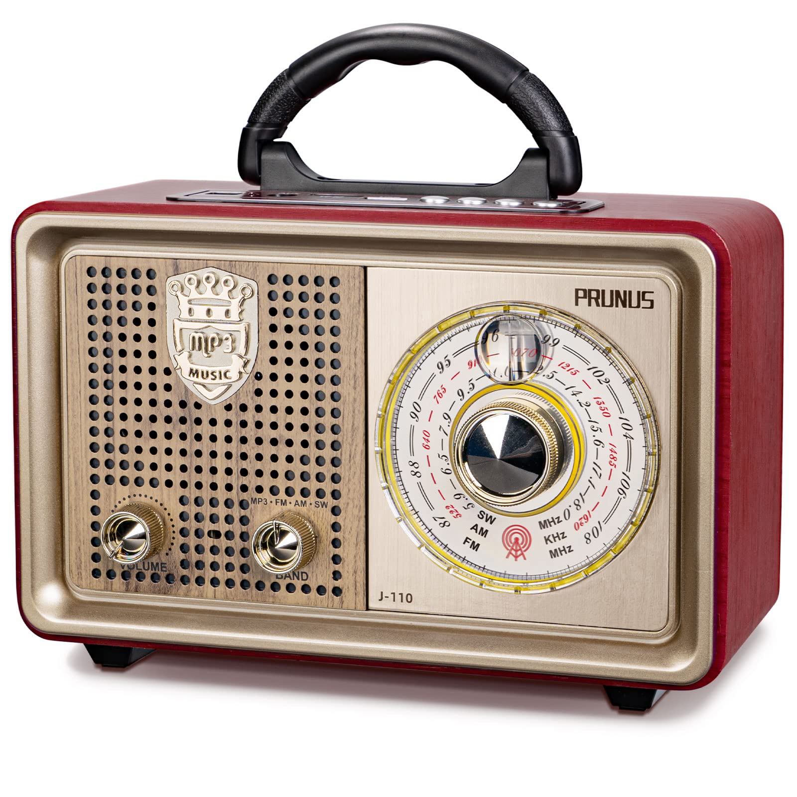  Portatile Radio prunus J-110 Silvery con FM AM(MW) SW, Materiale Legno Classico e Grande Manopola Regolatore
| Bluetoot
